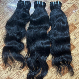 Cheveux humains vierges non traités, donneur unique, cheveux indiens de temple, texture droite, bouclée, ondulée, longueur étirée de 24 pouces, prix de gros - Product Image 1