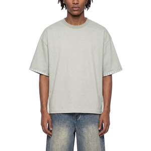 T-shirt unisexe ample style hip-hop avec impression sérigraphiée respirante double face et doublure à carreaux - Product Image 3