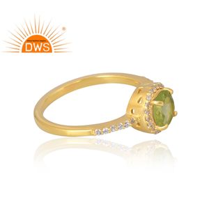 แหวนพลอย925ชุบทอง18K จากธรรมชาติ CZ และ Peridot Demi - Product Image 4