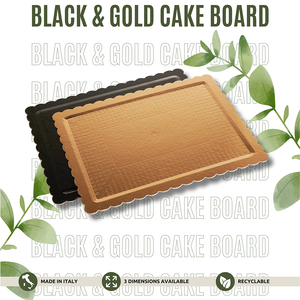 Fabriqué en Italie Bord ondulé jetable laminé Rectangulaire Noir & Or Carton de gâteau Taille différente - Product Image 2