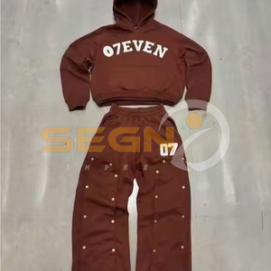 Meilleurs fabricants de vêtements au Pakistan pantalons évasés personnalisés lavage à l'acide vintage soleil délavé coton fait jogging ensembles de survêtement pour hommes - Product Image 6