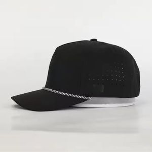 Venta al por mayor de 5 paneles de poliéster corte láser cuerda sombrero personalizado 3D bordado Logo impermeable ligero rendimiento gorras Vietnam fábrica - Product Image 3