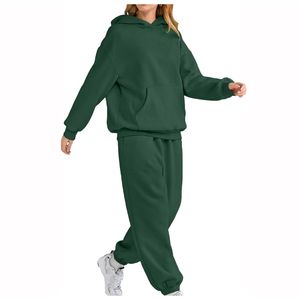 Chándal de mujer a granel al por mayor neutral con pantalones Jogger mínimo de dos piezas traje casual moderno para ropa de mujer diaria - Product Image 2