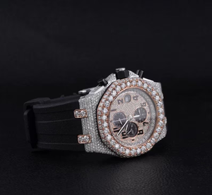 41มม. VVS Moissanite เพชรน้ำแข็งทำด้วยมือนาฬิกาข้อมืออัตโนมัติกลไกการตั้งค่าไมโครนาฬิกาที่ปรับแต่งได้ - Product Image 3