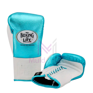 Handmade No Boxing No Life Boxing <b>Gloves</b> Metallic Blue Original Cowhide Leather Professional Boxing <b>Gloves</b> For Adults Training - Product Image 2