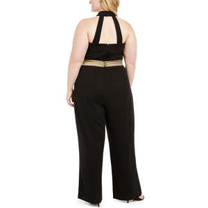 Teeze Me Women's Stylish <b>Plus</b> <b>Size</b> 14 Black Halter Jumpsuit Banded Waist Party Wear - Product Image 2