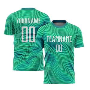 Custom football kit <b>mens</b> breathable quick dry <b>green</b> jersey and <b>shorts</b> set with wave pattern training uniform lightweight - Product Image 5