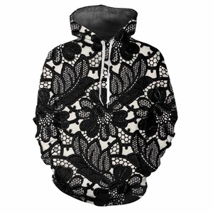 Sweat à capuche d'hiver pour hommes à la mode avec fleurs imprimées numériques et plantes décontracté à manches longues tissu épais en gros - Product Image 6