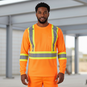 Nouvelle tenue de travail haute visibilité ANSI Classe 2 EN ISO 20471 Classe 2 100% polyester Ruban réfléchissant bicolore Manches longues Chemise de sécurité - Product Image 4