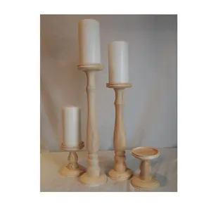 Wooden Candle Holders Unfinished Wood Candlestick For Home Decor Wedding Party Supplies