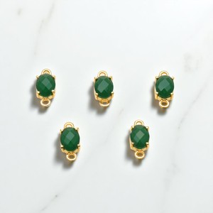 Pendentif ovale en Onyx vert à facettes 13x6mm plaqué or connecteur de réglage de la broche pour la fabrication de bijoux à bricoler soi-même - Product Image 1