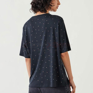 Camiseta Elegante para Mujer con Pedrería, Diseño Brillante, Algodón Suave, para Fiestas, Proveedor OEM - Product Image 4