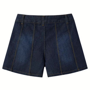 Custom New <b>High</b> Quality 100% Cotton Dark Blue Denim,<b>High</b>-<b>Waisted</b>, Elastic Casual Style, Straight style <b>Shorts</b> For Women's - Product Image 2