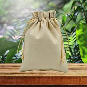 100% Cotton <b>Drawstring</b> Pouches Rope Handle Eco-Friendly Reusable Fabric for DIY Projects Travel Exhibition Gift Storage Bulk - Product Image 5