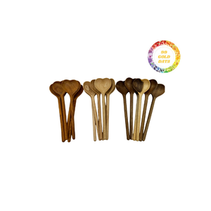 Mango ergonómico Cucharas de madera dura Utensilios de servicio duraderos para cocinas saludables - Product Image 5