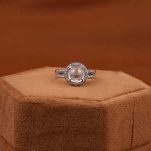 Sólido 14K oro personalizado Halo cabujón laboratorio crecido corte redondo anillo de compromiso socio perfecto boda diamante anillo IGI certificado - Product Image 1