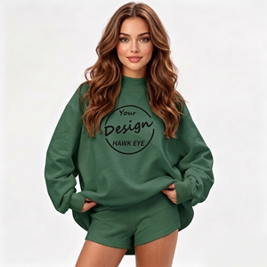 Custom Logo Women's Soft 100% Cotton Mock Neck Streetwear Embroidered <b>Jumper</b> Pullover <b>Fleece</b> Oversized Women Mockneck Sweatshirt - Product Image 1