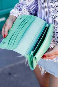 Portefeuille long vintage en cuir pour femme, porte-monnaie, porte-cartes, pochette, sac à main LWM-0321 - Product Image 3