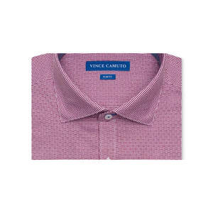 Camicia Rossa Slim Fit da Uomo Vince Camuto, 100% Cotone, Anti-Piega, Design Basket Dobby, Taglie 15X34X35 - Product Image 2