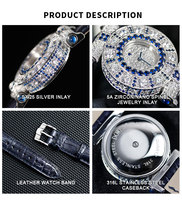 Montre de luxe en quartz, mouvement suisse, argent S925, plaqué or 18 carats, zircon 5A, nano spinelle, bracelet en cuir