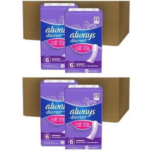 4 Paquetes de Toallas Sanitarias para Incontinencia Normal Extra Resistentes Always Discreet para Adultos, Talla 6 - 33 Unidades - Product Image 1