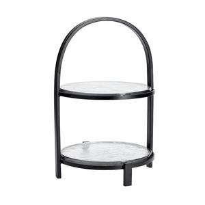 Support de gâteau en métal à 2 niveaux avec finition chromée au design unique avec tailles personnalisées pour les anniversaires et les fêtes 14 pouces - Product Image 3