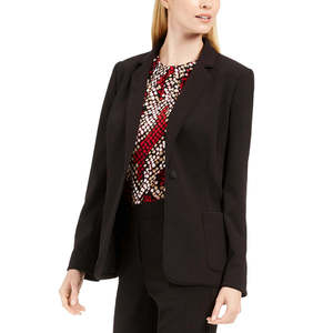 Blazer da Donna Calvin Klein Nero Stile Smoking con Bordi in Velluto a Coste, Chiusura a Bottone Singolo, Stampa Ricamata, Taglia 8 - Product Image 1