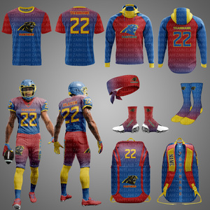 2025 uniformes de football américain équipement d'équipe sublimé personnalisé de haute qualité taille XL pour les jeunes pour une utilisation sportive Pak - Product Image 1