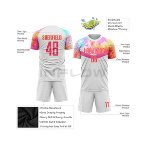Maillot de football Sublimation unisexe personnalisé de haute qualité 100% polyester uniforme de football respirant à séchage rapide Logo personnalisé en gros - Product Image 3