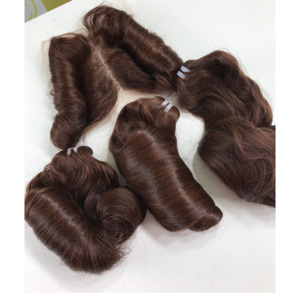 ผมต่อแบบเรียของคนดิบทำจากผมลอนใหญ่ดัดได้สองชั้นสีเบอร์กันดี - Product Image 5