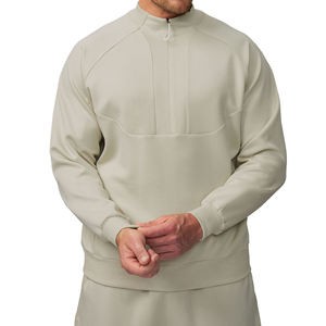 Venta al por mayor básicos Hombres Deportivo Media cremallera algodón mezclado Invierno Plain Fleece Pullover Sudadera Casual Manga larga Sudadera con capucha de gran tamaño - Product Image 6