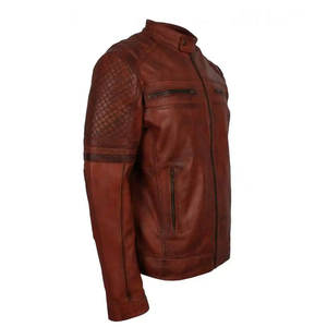 Offre Spéciale Veste de moto d'hiver avec logo personnalisé OEM Vêtements d'extérieur en cuir véritable mince tendance pour hommes Veste grande taille imperméable - Product Image 5
