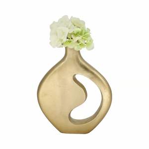 Dernière arrivée magnifique Look luxueux qualité métal de haute qualité plaqué or fleur vase décoration de la maison accessoires fournitures - Product Image 3