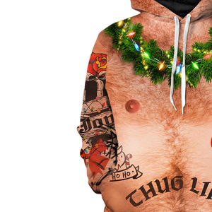 Sudaderas Personalizadas para Hombre, de Poliéster/Algodón, Tejido de Felpa Transpirable, Manga Larga, Bolsillo Bordado, Diseño Navideño Personalizado - Product Image 3