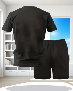 Ensemble de chemises courtes élégantes de couleur personnalisée Ensemble de shorts respirants décontractés de qualité supérieure pour hommes Ensembles de t-shirts 100% coton à col en O - Product Image 4
