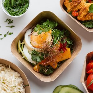 Récipient alimentaire jetable dégradable de 1000ml avec couvercle à pulpe à double compartiment-pour les fêtes - Product Image 4