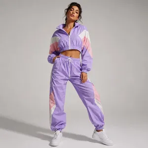 Ensemble de survêtement décontracté pour femme, 100% coton, écologique, respirant, coupe régulière, haut zippé pleine longueur, pantalon de jogging, hiver - Product Image 1