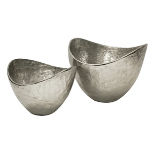 Bol léger et poli en aluminium écologique, design personnalisé, style vintage argenté, pour centre de table de mariage et composition florale - Product Image 5