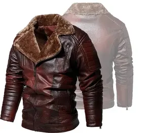 Мужская куртка из искусственной кожи, флисовая и утепленная мужская куртка, мотоциклетная одежда, мужская теплая Мужская Уличная одежда, пилотные кожаные куртки
