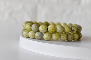 Pure Natural Lemon Color Serpentine 8mm Round <b>Beaded</b> <b>Bracelets</b> Lovers Healing Meditation Jewelry at Best Price - Product Image 6