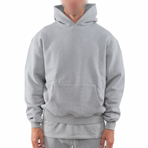 Sweat à capuche surdimensionné en coton polaire Sudaderas Pull en éponge française Sweat à capuche lourd Épaule tombante Sweats à capuche personnalisés pour hommes - Product Image 4