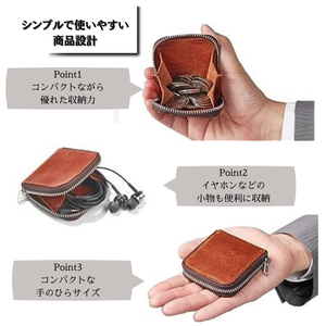 Mini Real Leather Zippered Coin <b>Purse</b>-Customizable <b>Small</b> Coin Case - Product Image 2
