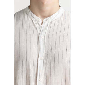 <b>Men's</b> Casual Stripe <b>Shirt</b> White <b>Black</b> 100% Cotton Poplin Breathable Plain Dyed Size XL ODM Supply - Product Image 5