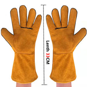 Guantes de rescate de puño largo reflectante de bombero profesional, cuero de vaca, equipo de seguridad ignífugo y resistente al calor para soldadura - Product Image 5