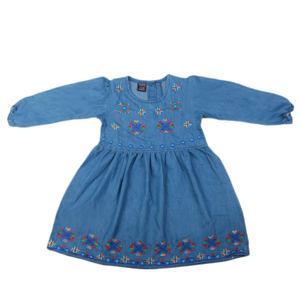 Robe en jean brodée pour filles - Bleu - Product Image 3
