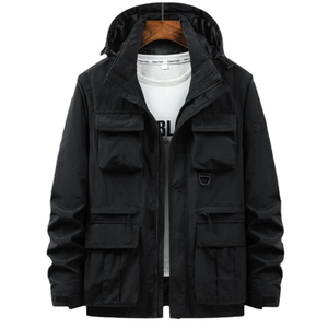 Veste à manches détachables personnalisée coupe-vent à capuche imperméable pour homme automne sport extérieur veste de travail multi-poches pour hommes - Product Image 4