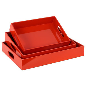 Bandeja Rectangular de MDF Lacado Negro Ecológica de Alta Calidad, Tejida a Mano, para Servir Alimentos, OEM, Multiusos, Fábrica en Vietnam - Product Image 2