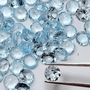 Topacio Azul Natural de Grado AAA de 5 mm, Gemas Sueltas con Corte Brillante Facetado para Joyería, Azul Cielo, Certificado por Terceros, Mehrajudin - Product Image 1