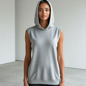 Sudadera con capucha para mujer, Chaleco Corto con capucha para mujer, gimnasio, Fitness, ejercicio, entrenamiento, sudaderas con capucha sin mangas para mujer - Product Image 2