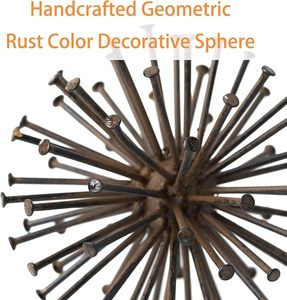 Elegante hierro oxidado Metal Starburst escultura Spike geométrico erizo decoración bola para estanterías mesas sala de estar hogar decorativo - Product Image 5